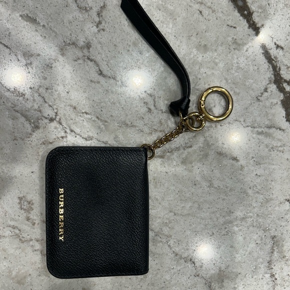 Burberry Black Leather Keychain Wallet